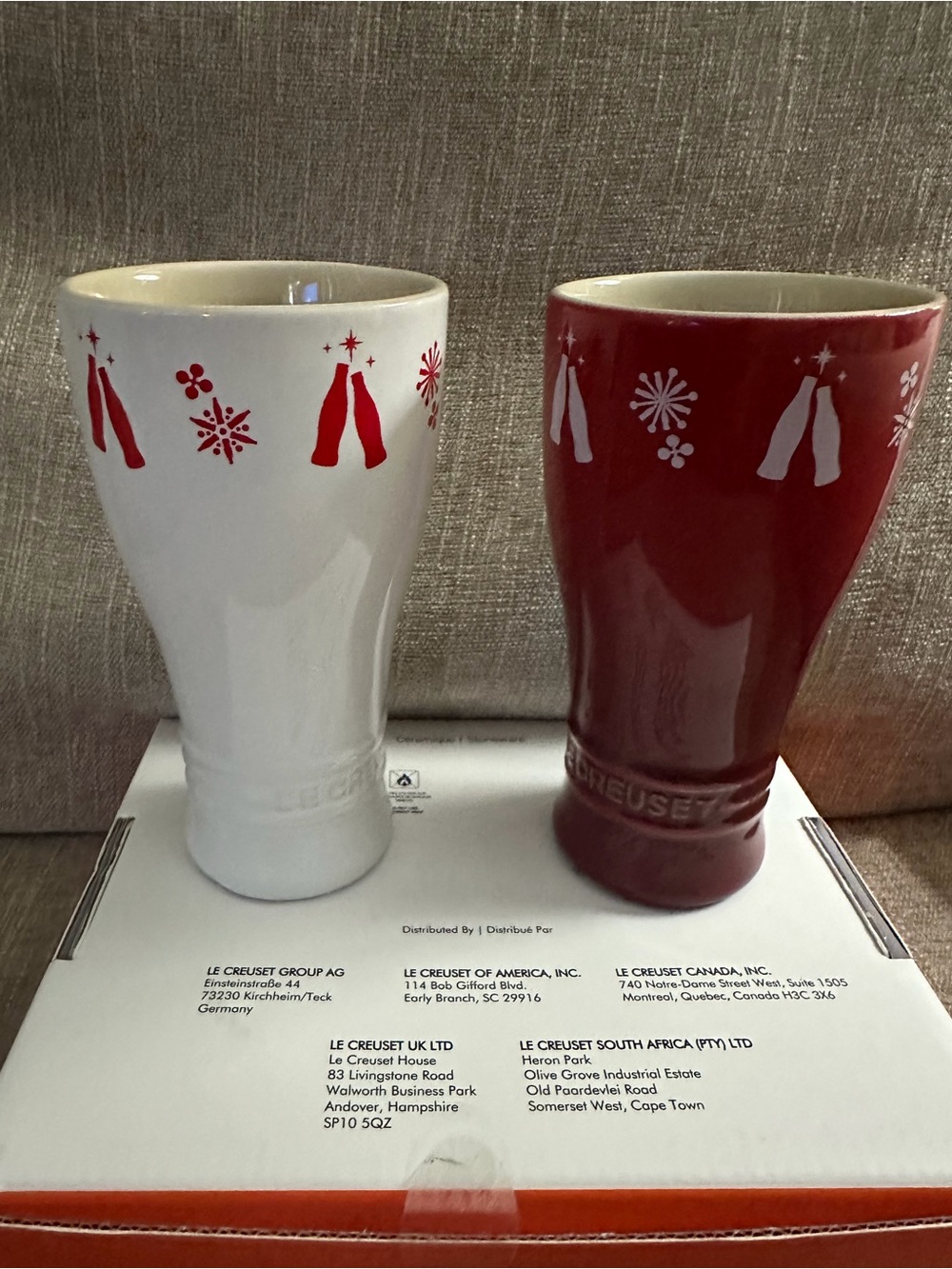 Le Creuset Limited Edition Cerise and White Coke cups - Set